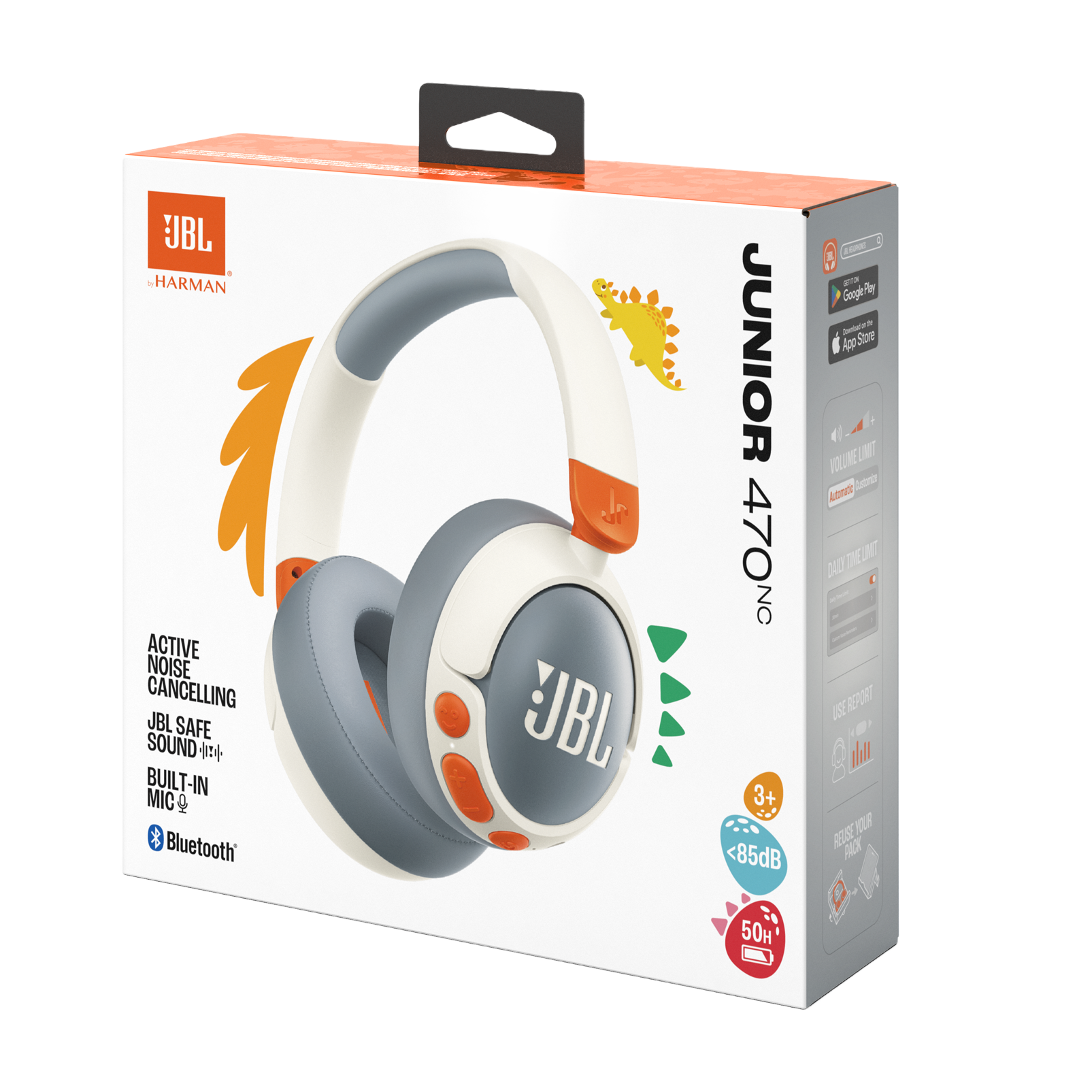 JBL Junior 470NC - White - Wireless over-ear noise cancelling kids headphones - Detailshot 15